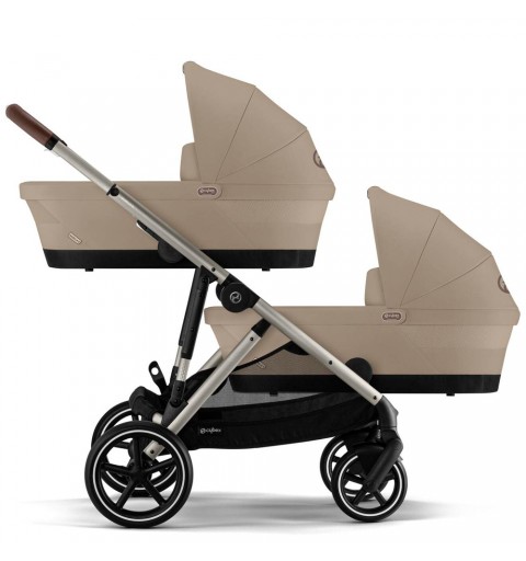Cybex Gazelle S TPE 2023 - rozwojowy wózek dla bliźniąt, rok po roku, zestaw 2w1 z opcją 3w1 i 4w1 | Almond Beige
